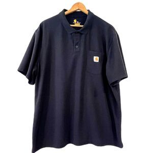 Carhartt Polo Shirt XXL Original Fit One Pocket Short Sleeves Navy Blue